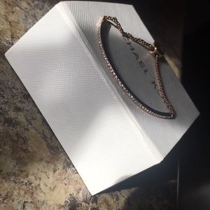 Michael Kors Rose Gold Crystal Bar Slide Bracelet